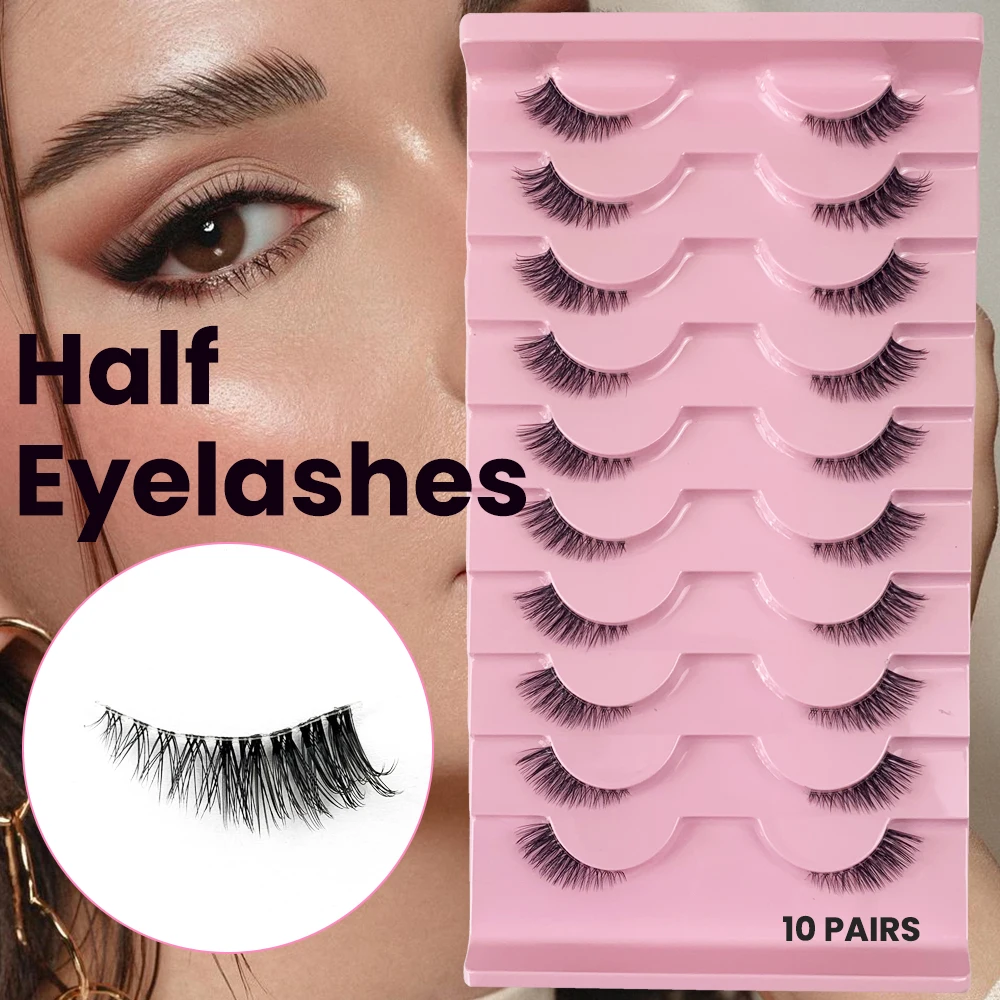Eyelash Extension Medium - AMSDCN 10 ペアの 3D 合成ミンクまつげ、高品質エクステンションソフトメイクアップミディアムセミミンクナチュラルロングまつげ