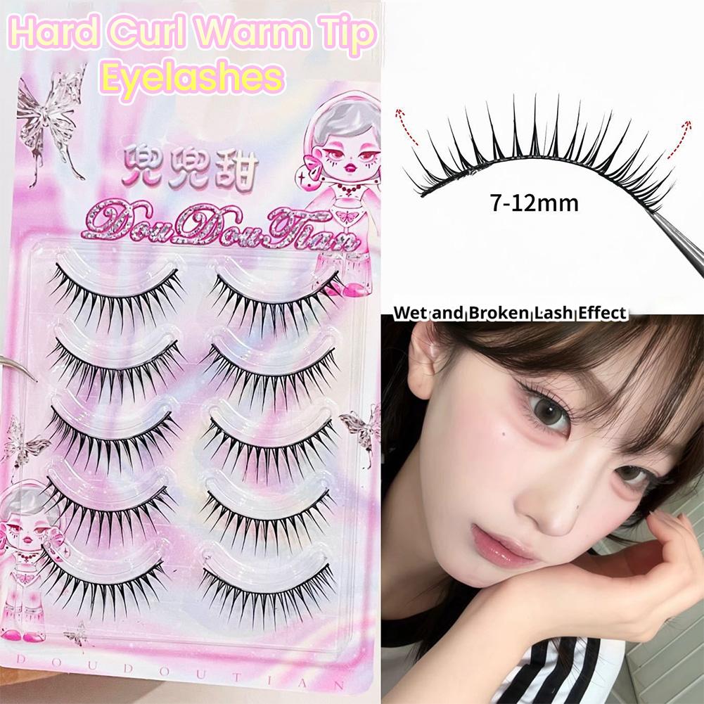 Eyelash Extension Korean - 5 ペア韓国漫画つけまつげナチュラルスパイキーウィスピーフェアリーラッシュ厚いまつげエクステンションコスプレ毎日の DIY メイクアップ用