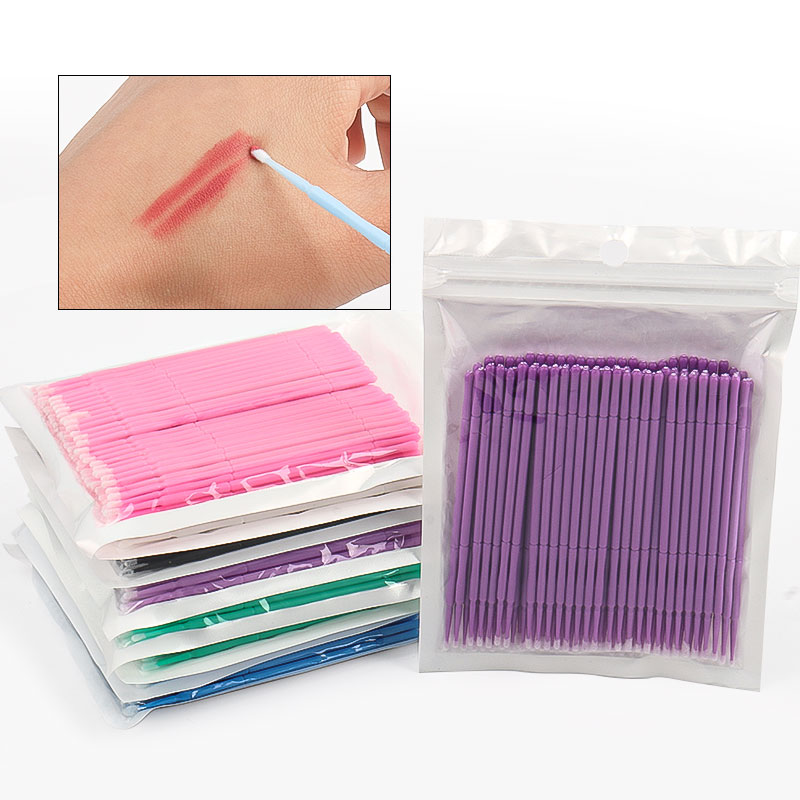 Eyelash Extension For Beginners - 100本入り/袋 竹製まつげエクステ洗浄綿棒 ラッシュリフトグルーリムーバーアプリケーター マイクロブレードメイクアップマイクロブラシツール