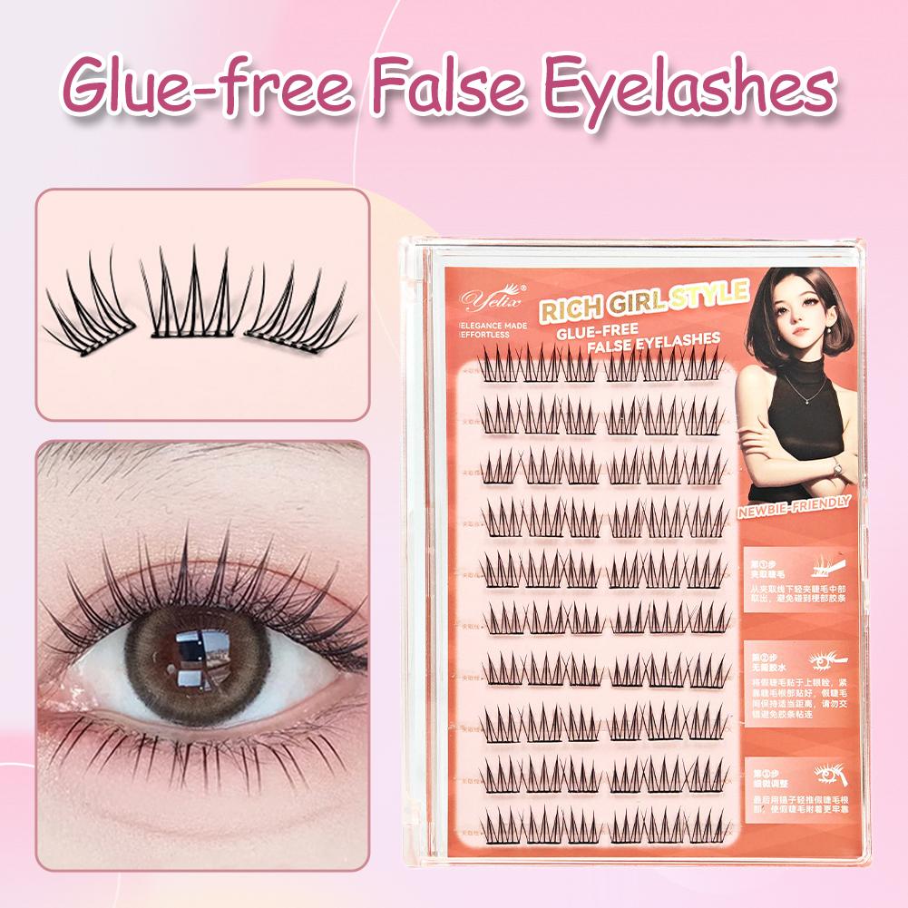 Eyelash Extension Korean - 韓国製接着剤不要つけまつげ DIY 自己粘着クラスタまつげ ナチュラルふわふわアニメスパイアまつげ 個別まつげ メイクアップ