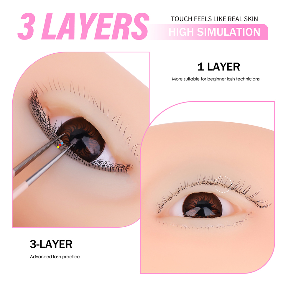 3層まつげ付き再利用可能なマネキンアイ、まつげエクステ練習用 - Eyelash Extension Aftercare のレビューと価格