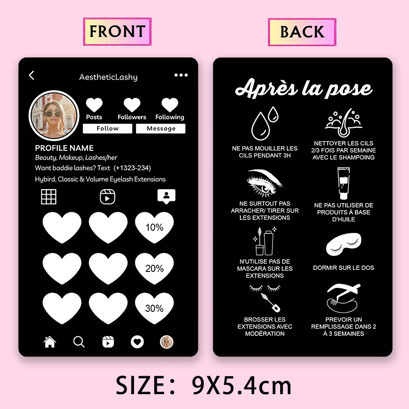 カスタムまつげエクステロイヤルティカード、説明書、アフターケ - Eyelash Extension Aftercare のレビューと価格