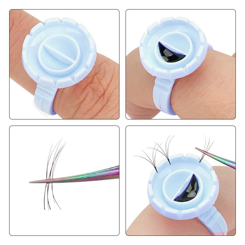 100 個使い捨て接着剤リングホルダーまつげエクステンション - Eyelash Extension Maps のレビューと価格