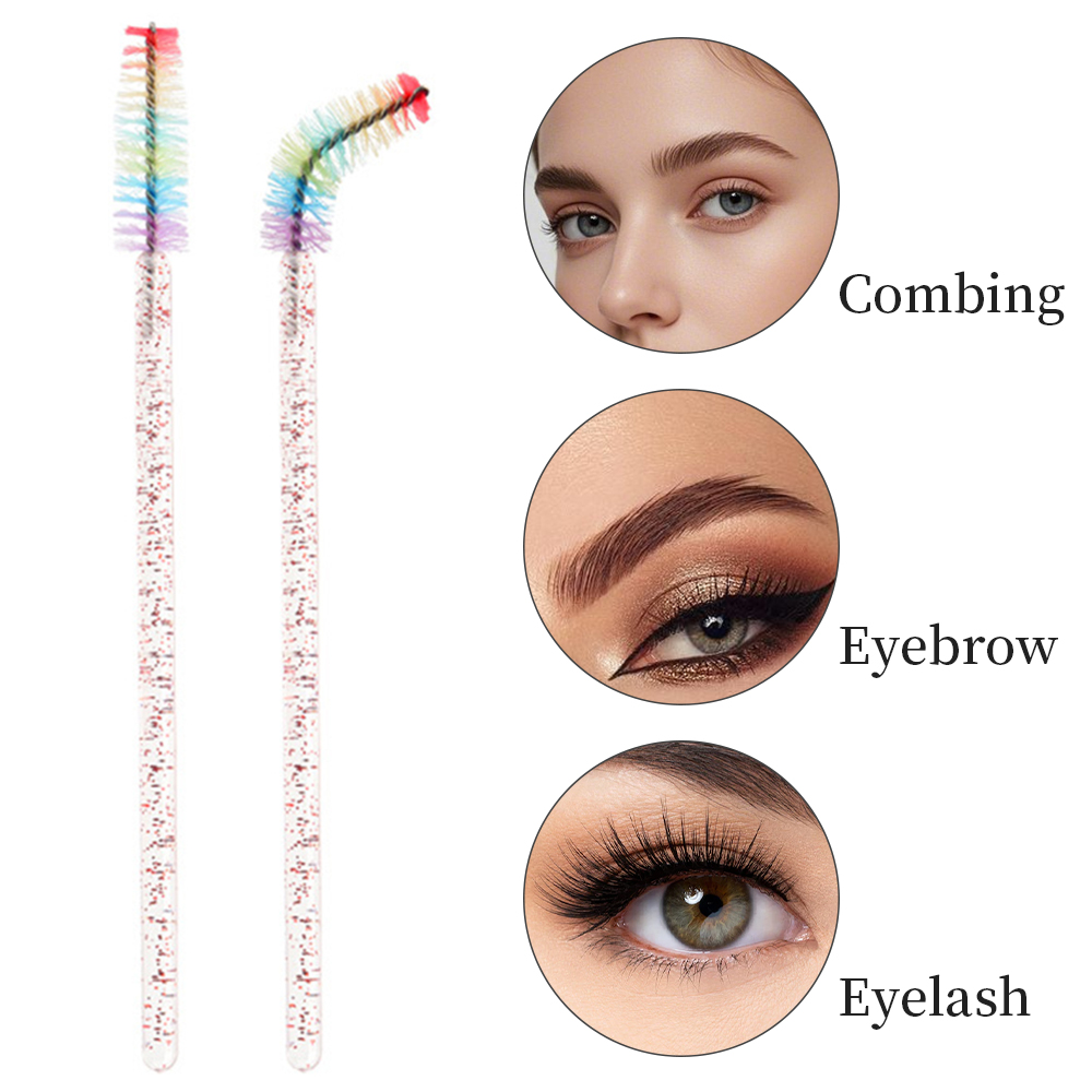 50 個レインボークリスタルまつげメイクブラシ使い捨てマイク - Eyelash Extension Maps のレビューと価格