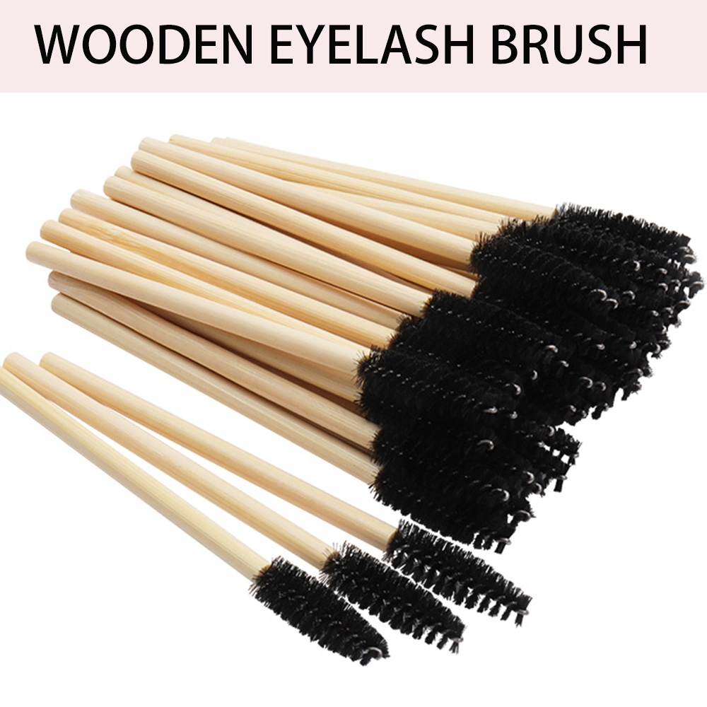 50/100 個リップブラシキット竹ハンドルまつげブラシ口紅 - Eyelash Extension For Beginners のレビューと価格