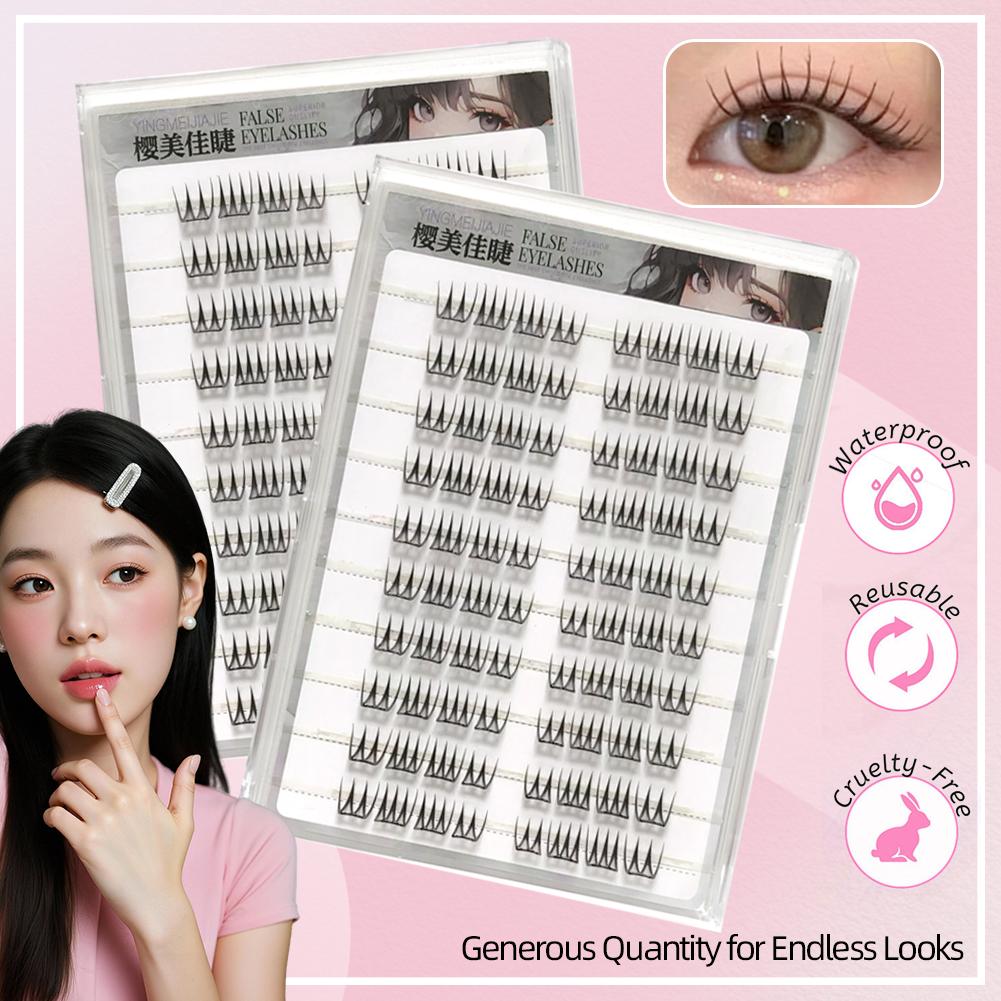 U字型接着剤不要つけまつげ大容量韓国風透明シングルクラスター - Eyelash Extension Korean のレビューと価格