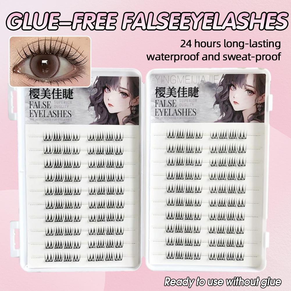U字型接着剤不要つけまつげ大容量韓国風透明シングルクラスター - Eyelash Extension Korean のレビューと価格