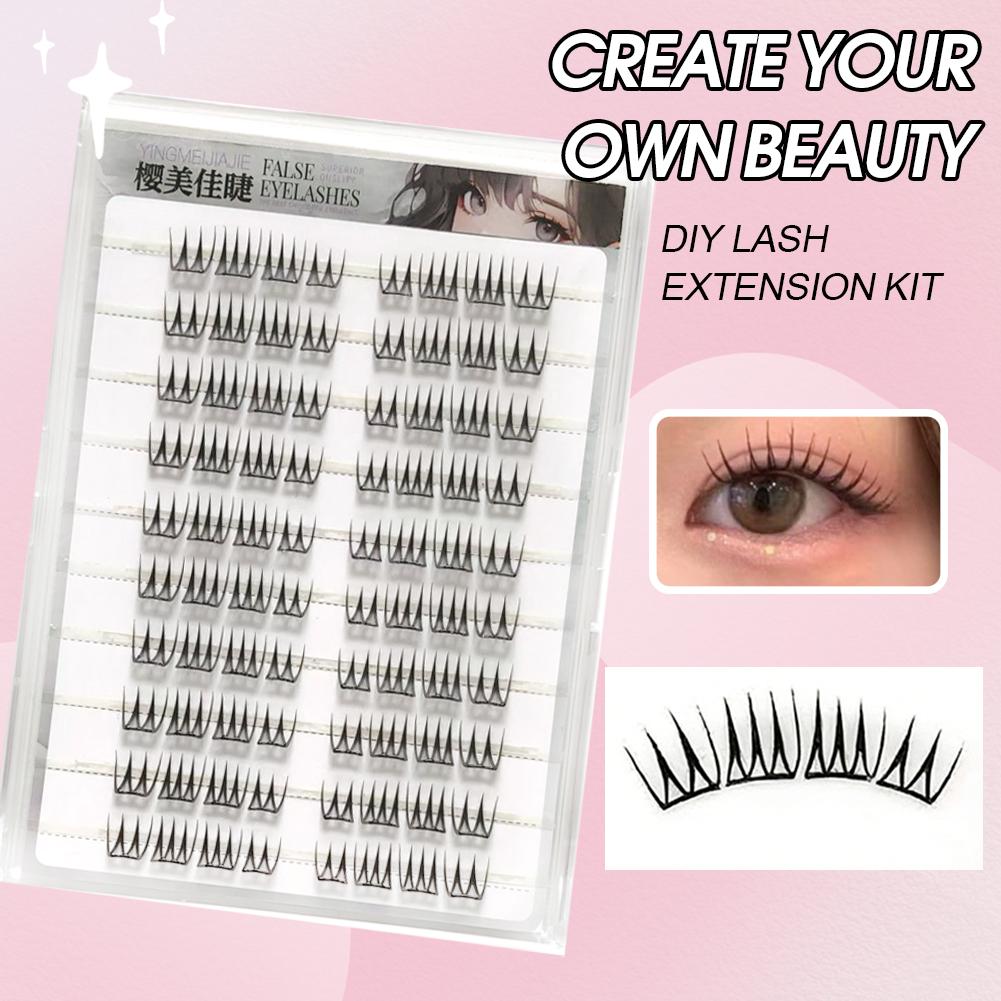 U字型接着剤不要つけまつげ大容量韓国風透明シングルクラスター - Eyelash Extension Korean のレビューと価格