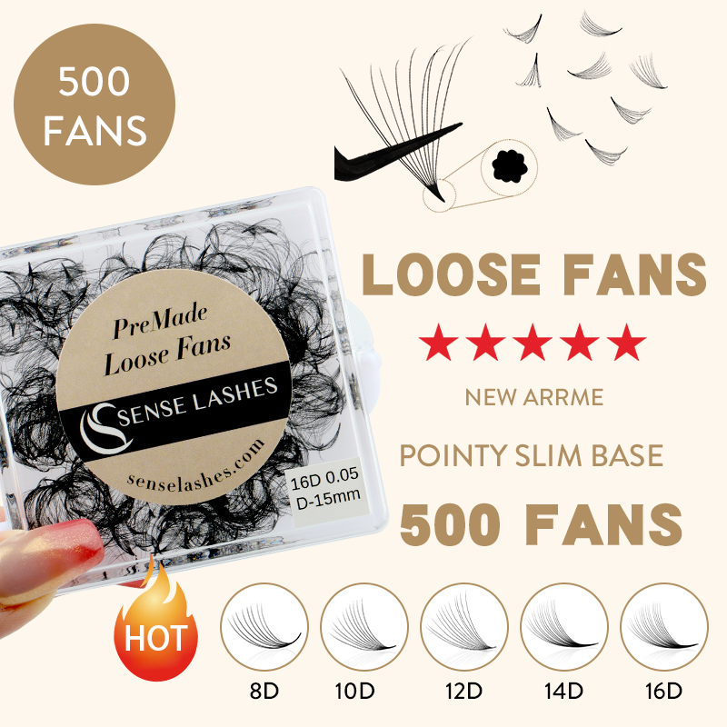 500本 ハンドメイド ルーズプレメイドファン 8D 10D - Eyelash Extension Medium のレビューと価格